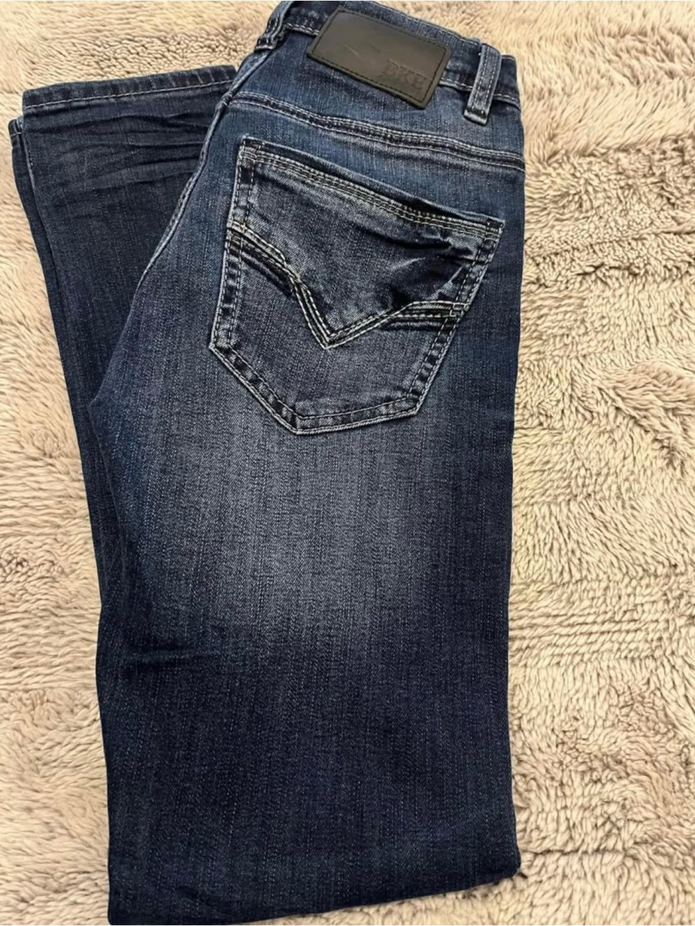 BKE Men's Alec Skinny Jeans in Dark Blue Faded Wash Size 27x30